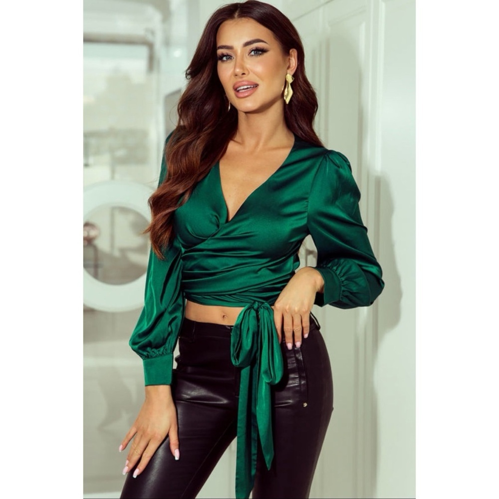 Satin V Neck Blouse